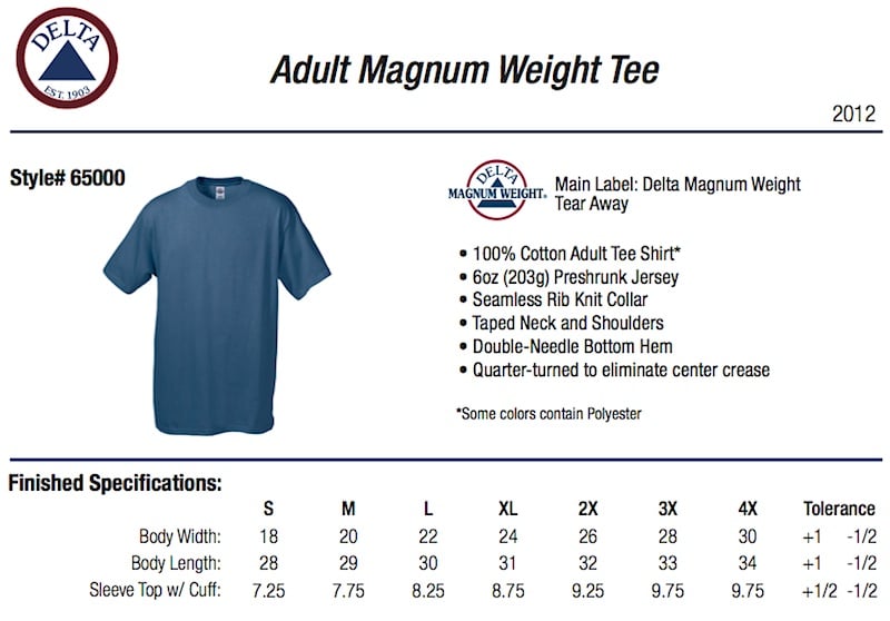 3x Shirt Size Chart