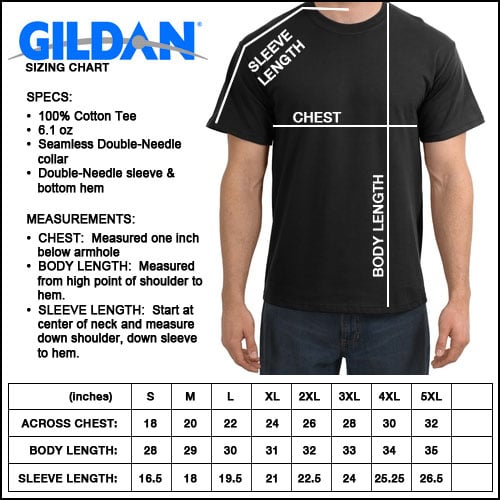 Gildan Tee Size Chart